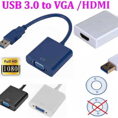 50pcs USB 3.0 to VGA USB 3.0 to HDMI External Video Card Multi Display Converter Adapter For Laptop PC Monitor Projector