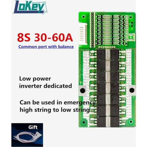 8S BMS 30A 40A 60A 24V Lifepo4 common port with balance protection board for motorcycle start electric wheelchair inverter