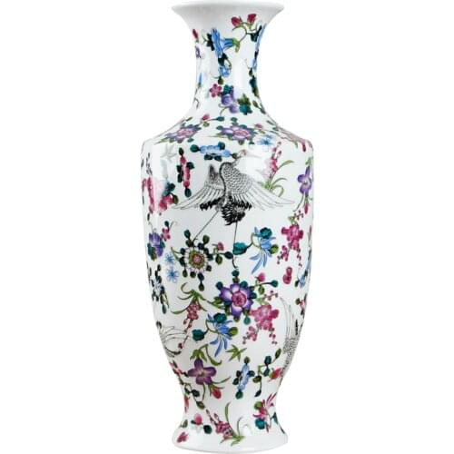 Antique Jingdezhen Luminous Noctilucent Vase With Flowers and Bird Patterns Ceramic Table Vase Porcelain Decorative Vase