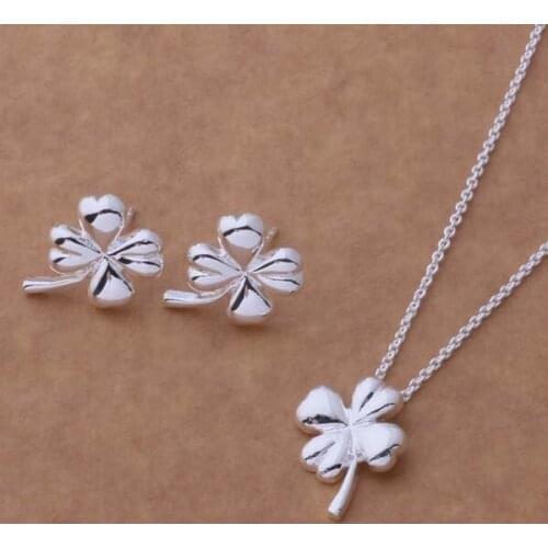 AS213 Hot sterling Jewelry Sets Earring 330 + Necklace 591 /ainaizua apaajgha silver color