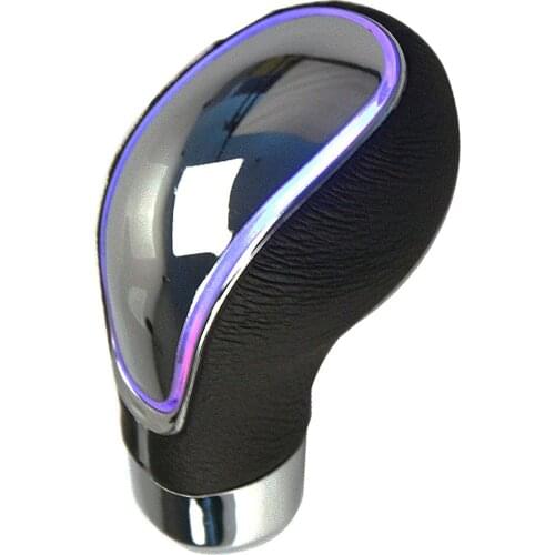 Car Accessories Multicolor Genuine Leather LED Fingerprint Touch Luminous Lighting Gear Shift Knob for Manual Automatic Lime