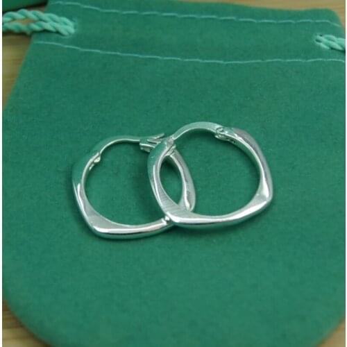 BABYLLNT 925 Sterling Silver Small Square Hoop Earrings For Woman Wedding Engagement Party Fashion Charm Jewelry Gifts