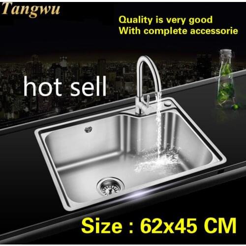 Free shipping Household standard Kitchen single trough sink durable food grade stainless steel hot sell 62x45 CM