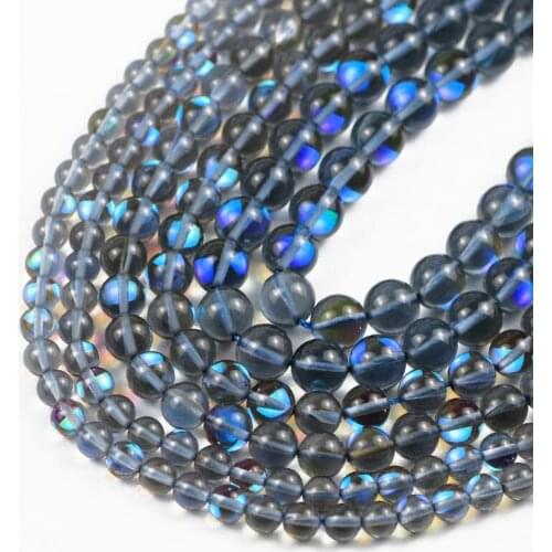 Natural Blue Austria Crystal Glitte MoonStone Round Labradorite Loose beads for Jewelry making DIY bracelets Necklace 6/8/10MM