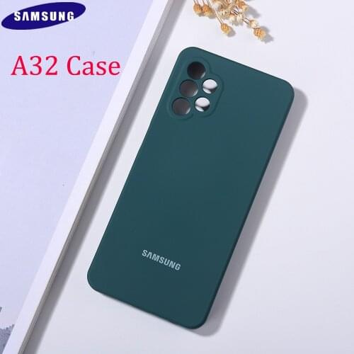 Samsung Galaxy A32 Case Soft-Touch Back Protective TPU Shell Silky Silicone A 32 5G 4G Mobile Phones Cover With Logo&Side Button
