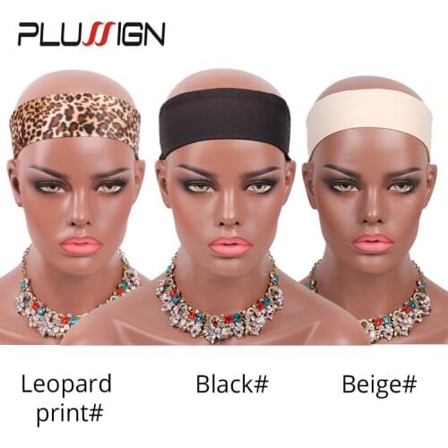 Black Elastic Wig Grip Headband Unisex Soft Silk Ice Hair Band With Adjusable Magic Hook For Fixed Wigs No Slip Edges Hair Wrap