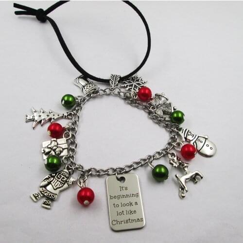 Its Beginning To Look A Lot... christmas theme leather stainless steel chain rearview mirror christmas tree decoration