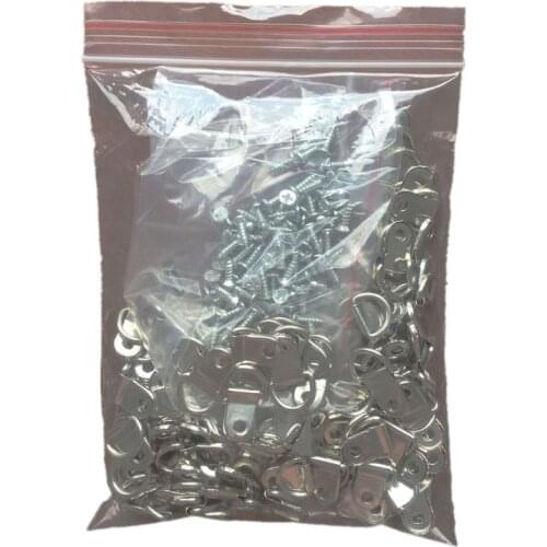H7JB 100pcs D Ring Hanging Picture Frame Strap Hanger Hooks Oil Painting Mirror Hanger with 100 Screws