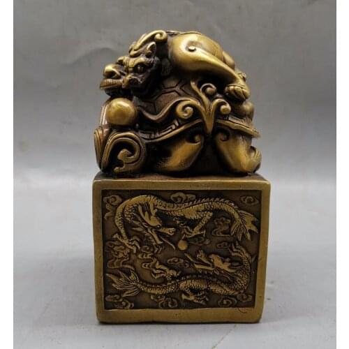 China brass archaize dragon turtle seal crafts statue