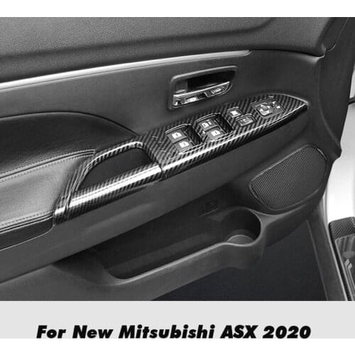 Window Lift Switch Button Panel Switch Trim Accessories For Mitsubishi ASX 2020 ABS Carbon Fiber Interior Stickers