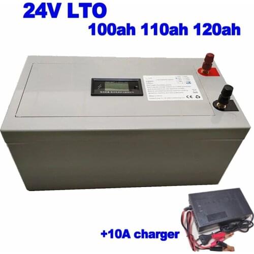 Lithium titanate LTO 24V 100Ah 110Ah 120Ah battery smart BMS 20000 cycles for Thrust yacht solar energy ups AGV +10A charger