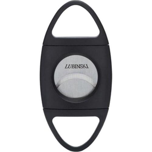 LUBINSKI Black Stainless Steel Cigar Cutter Super Sharp Sawtooth Baldes Cigar Guillotine Gift Box Packaging Smoking Tool