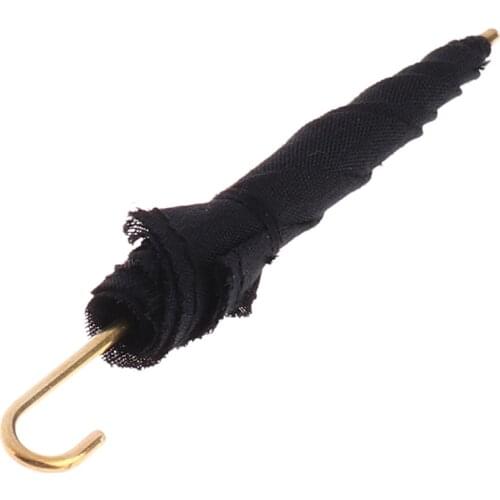 1:12 Dollhouse Miniature Black Umbrella Model Toys Accessories Decoration
