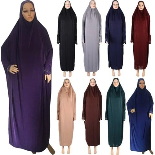 Muslim Abaya Women Hijab Prayer Dress Islamic Overhead Jilbab Long Khimar Kaftan Robe Arab Loose Middle East