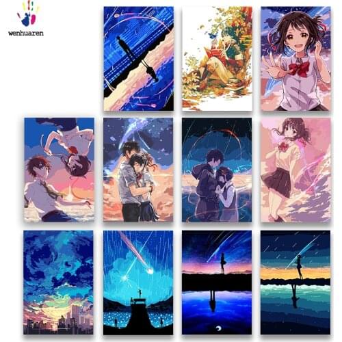 DIY colorings pictures by numbers with colors your name Xinhaicheng anime youth picture drawing painting by numbers framed Home