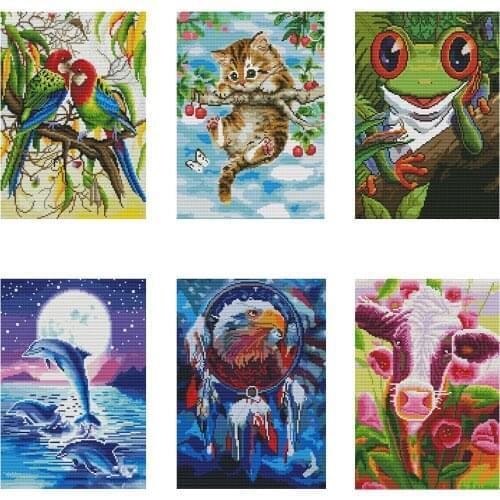 DIY Handmade Cross Stitch Embroidery Kit animal pattern Needlework Craft Package Cotton New Design Embroidery Home Decoration