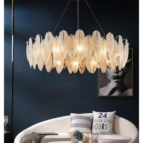 New living room chandelier luxury modern simplicity master bedroom lights crystal feather dining room decorative lamps