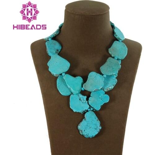 Amazing New Chunky Stone Necklace Jewelry Unique Stone Beads Slice Jewelry 8 Colors Free Shipping TN111