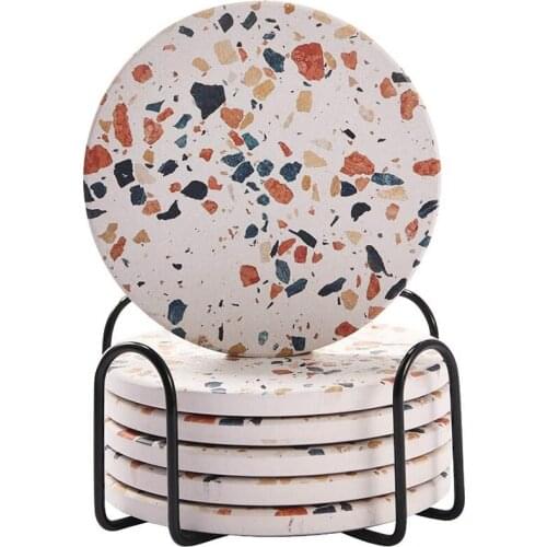 Coasters for Drinks,Absorbent Marble-Style Ceramic Coasters with Cork Base , Housewarming Gift for Home and Kitchen