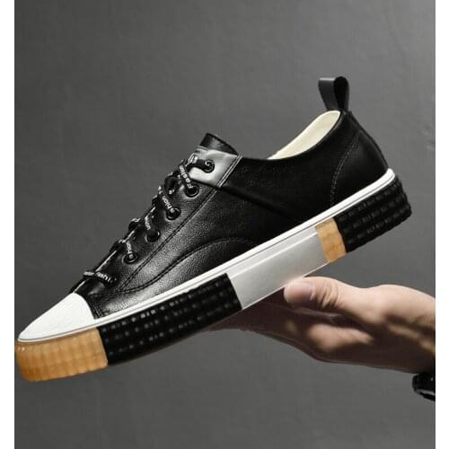 Genuine Leather Casual Shoes Men Shoes Fashion Sneakers for Mens Casual Shoes Korean Version Leather Flats Men