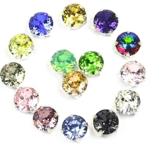 Mixed color10mmRound sew on rhinestones With Claw Pointback Crystal Round Glass Sewing Rhinestones strass For needlework Garment