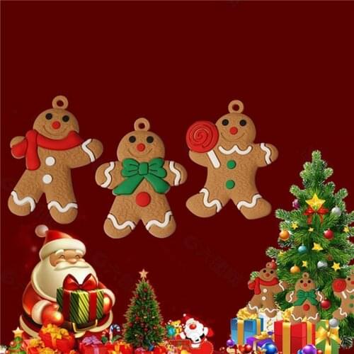 1 Set Gingerbread Man Christmas Tree PVC Ornaments Merry Christmas Tree Soft Living Room Festival Home Decoration