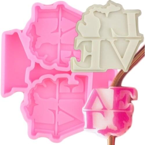 Love Letters Michigan Map Straw Topper Silicone Mold Candy Chocolate Fondant Cake Decorating Tools Keychain Epoxy Resin Moulds