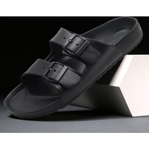 Black Buckle Men Sandals Summer Outdoor Casual Shoes Male Adjustable Slippers Flip Flops Beach Slide Footwear Big Size Sandalias