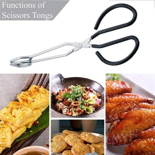 Stainless Steel Barbecue Tongs For Charcoal Kitchen Scissors-type BBQ Tongs For Food Portable Outdoor Gadget