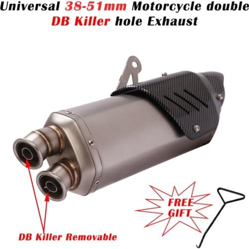 Universal 51mm Motorcycle Racing Exhaust Tail Escape Modified 2 Holes Muffler DB Killer For R25 Z900 Z1000 ZX10R GSXR 750 R1 PCX