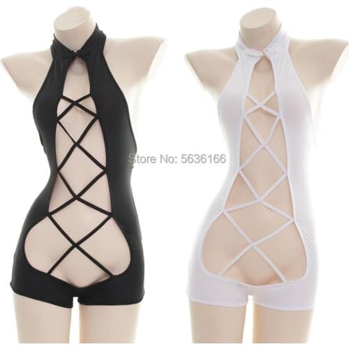 Japanese Girls Cosplay Sexy Women Hollow out Cheongsam sexy Backless Underwear Sleepwear Swimwear Lingerie Set
