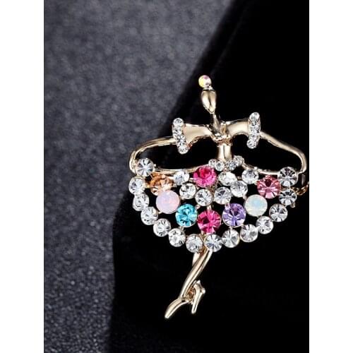 Fashion Shiny Austrian Crystal Brooches Jewelry Cute Ballet Gifts Party Brooch Pins Accessories Bijoux Broches womens brooches