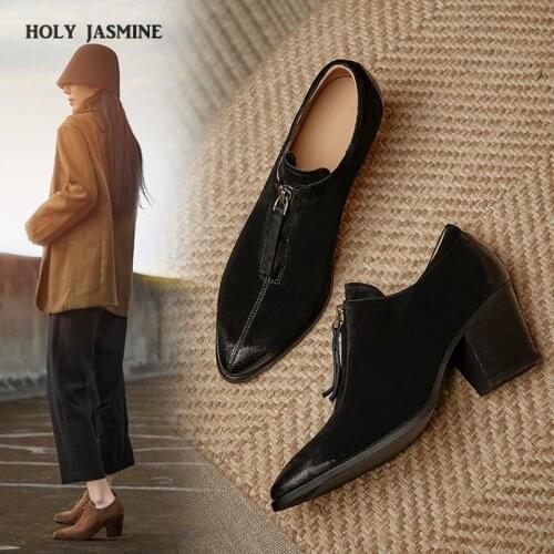 2021 New Arrival Women High Heels Shoes Genuine Leather Women Pumps Spring Autumn Office Dress Shoes Ladies Shoes Black Shoes