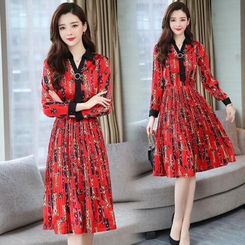 Autumn Winter 3XL Plus Size Office Lady Dress 2021 Vintage Print Long Sleeve Midi Dresses Elegant Women Bodycon Party Vestidos