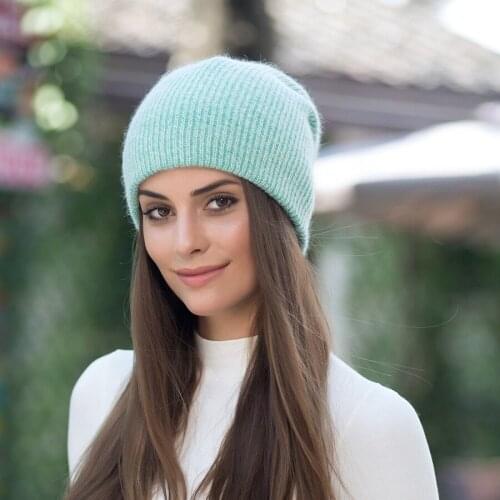 Winter hats for women warm Rabbit hair female caps fashion solid colors beanies