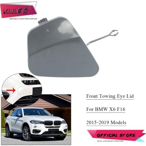 ZUK For BMW X6 F16 2015-2019 Front Bumper Towing Hook Case Shell Unpainted Trim Cover Cap Garnish Lid Flap Not For M Sport