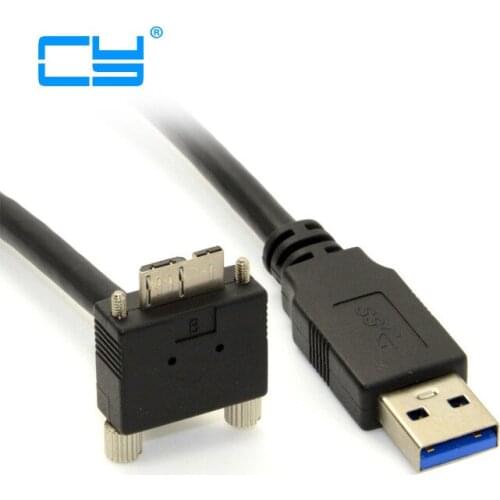 1.2M 4FT 3m 10FT 90 Degree Down Angled Micro USB Screw Mount to USB 3.0 Data Cable for Point Grey Chameleon Camera 120cm 300cm