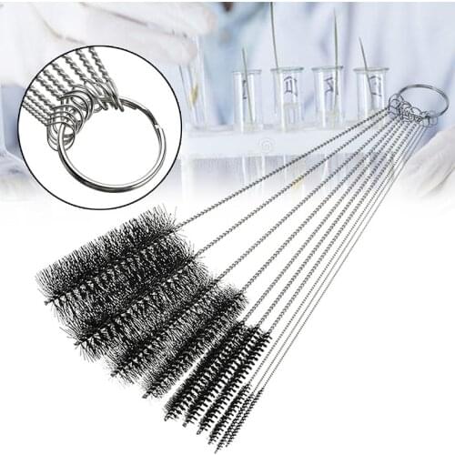 10pcs/set Cleaning Stainless Steel Cleaner Nylon Brushes Set for Brushing Tobacco Pipe Tube Supplies