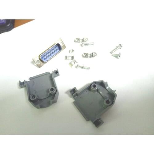 1000set DB15 15 Pin Male Jack Adapter Plug Solder Connector Replacement Plastic Hood Hoods Cover Shell with Screws Set Selling