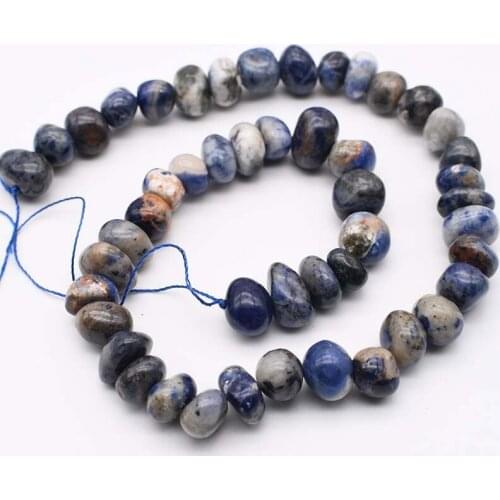 2 strands 10-14mm Natural Blue stone irregular Oval Stone 15.5 Inch
