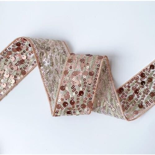 40mmX14yds Lace Sequins ribbon clothing accessories Ribbon Diy Headwear Trim Sewing Home Craft Supply DIY handmade Decoration