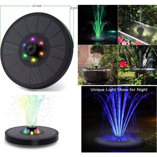 7V/3W Solar Water Fountain Pump Colorful LED Lights Floating Garden Fountain Pump Swimming Pools Pond Lawn Decor