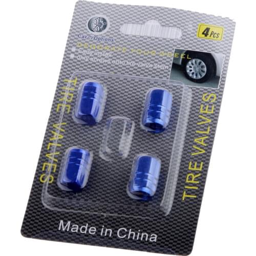 Blue-4pcs Tire Valve Stem Caps Car Truck Bike Screw Plug & Play
