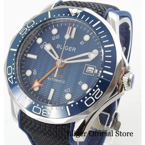 BLIGER 41mm Mens Watch Round Dress Luxury Self-Winding Wristwatch Sapphire Glass With Date Window