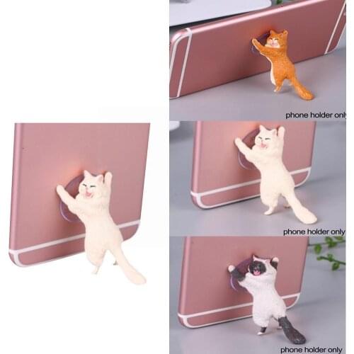 Phone Holder Cute Cat Tablets Desk Sucker Support Resin Phone For Smartphone Animal Design Sucker Mobile Holder Stand Holde W6G2