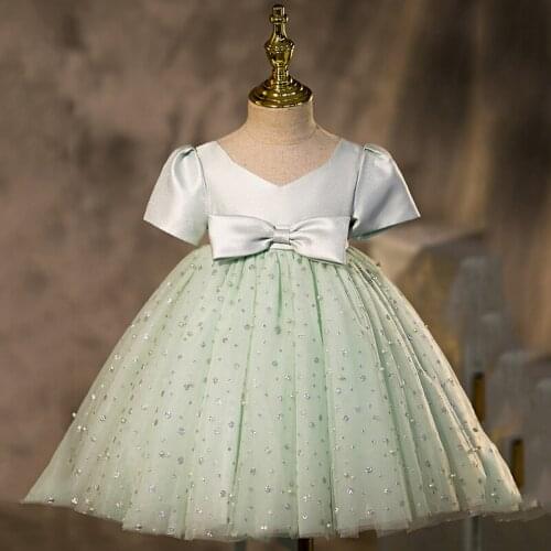 Baby girl Retro Beaded childrens wear baby wedding dress Teen girl beauty pageant ball gown Girls Party Dress for Girls costume