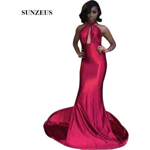 Bestidos De Gala Mermaid Halter Neck Long Prom Dress Backless Sexy African Women Party Gowns Vestido De Formatura Longo