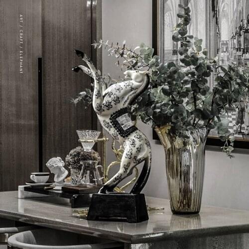 Large 72Cm Creative Imitation Porcelain Printing Pattern Horse Floor Statue Art Living Rooms Antique Home Decor Furnishings