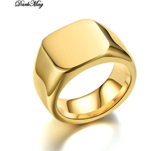 DarkMag Mens Ring Punk Rock Smooth 316L Stainless Steel Signet Ring For Men Hip Hop Party Jewelry Wholesale Male Wedding Anel