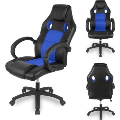 Office Chair PU Leather Desk Gaming Chair Adjustable Swivel Leather High Back Computer Desk Chair Comfortable Soft Chair HWC